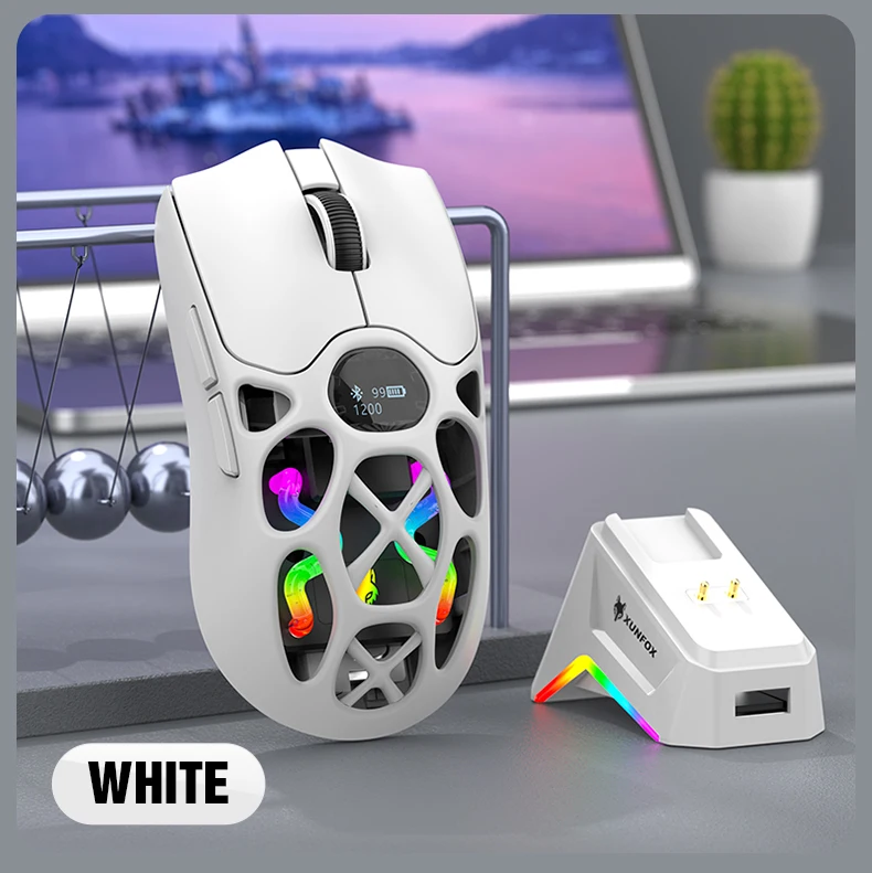 XUNFOX Wireless 2.4g Mouse Lightweight Competitive Game Mouse Charging Bluetooth Three-mode 1K Return Rate 12000DPI Computer
