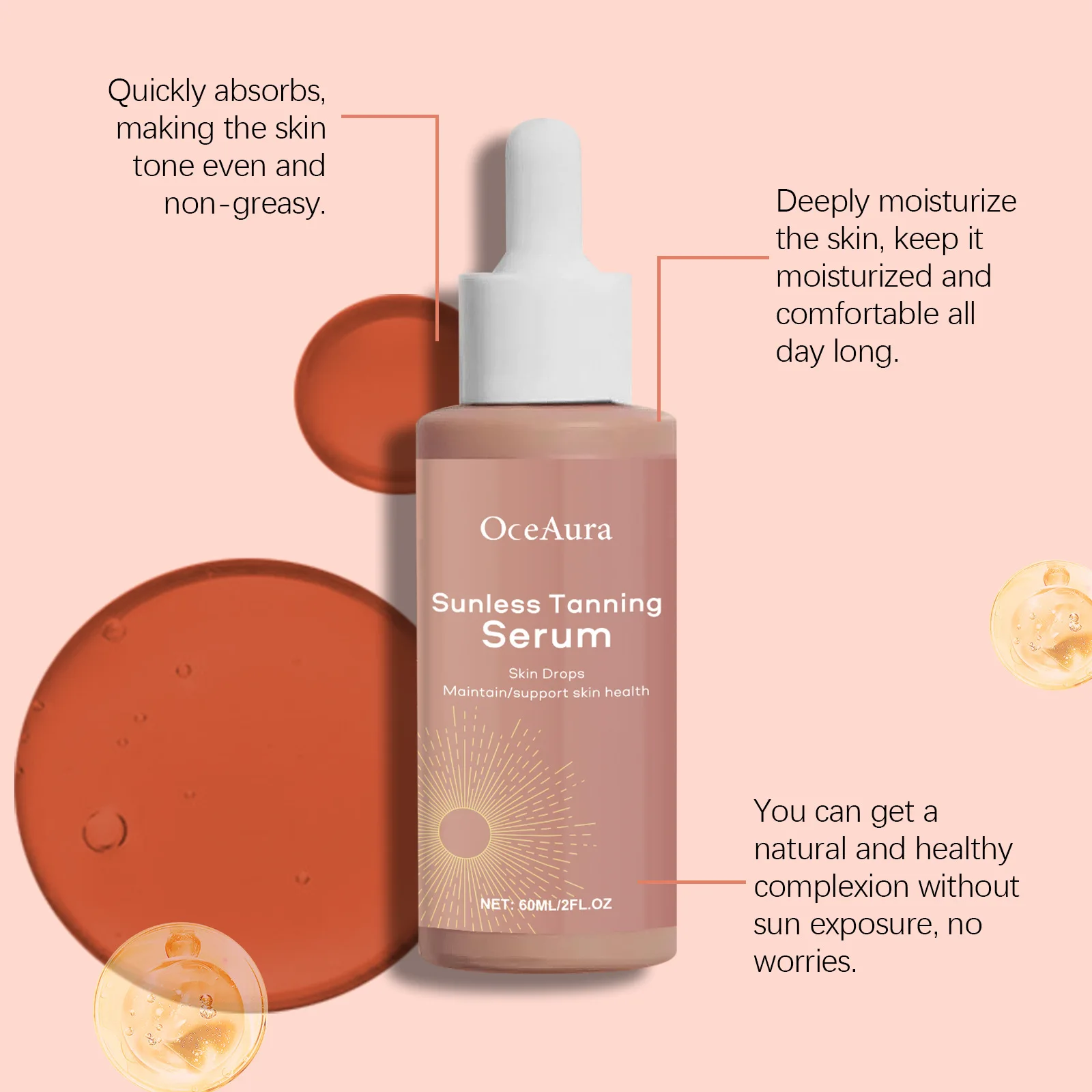 Herbal Sunless Tanning Lotion Serum Promote Melanin Production Natural Bronzer Darker Against Sunburn Self Tanner Drops Liquid sunless tanning lotion