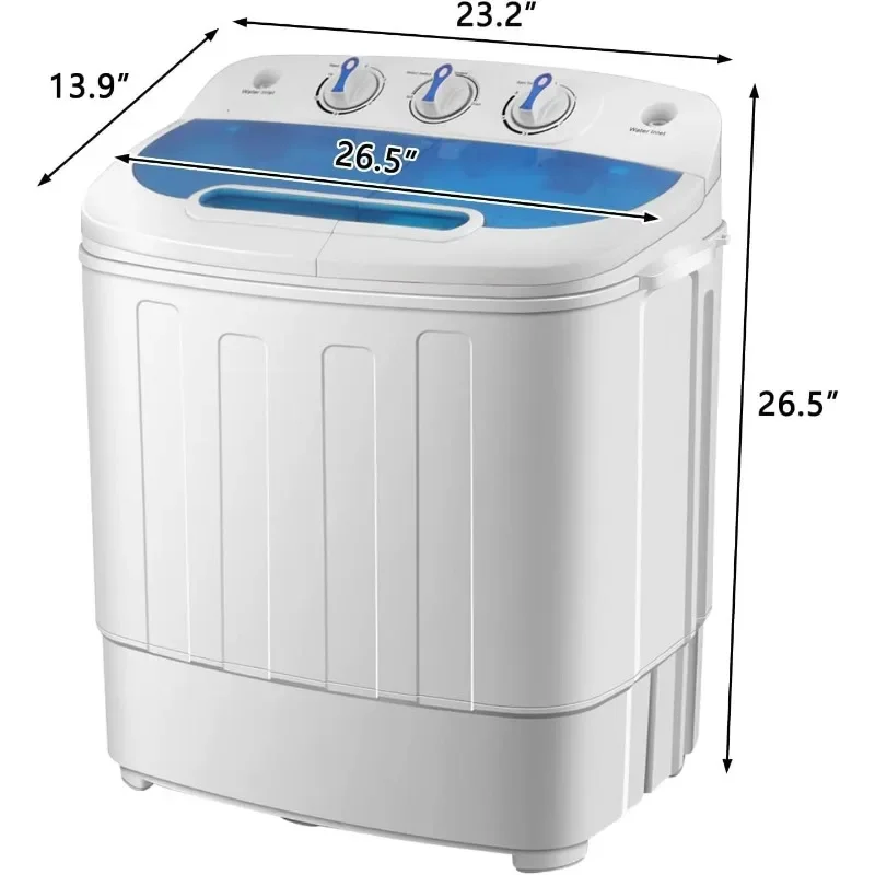 ROVSUN 15LBS Portable Washing Machine, Electric Washer and Dryer Combo with Washer(9lbs) & Spiner(6lbs) & Built-in Pump Draining