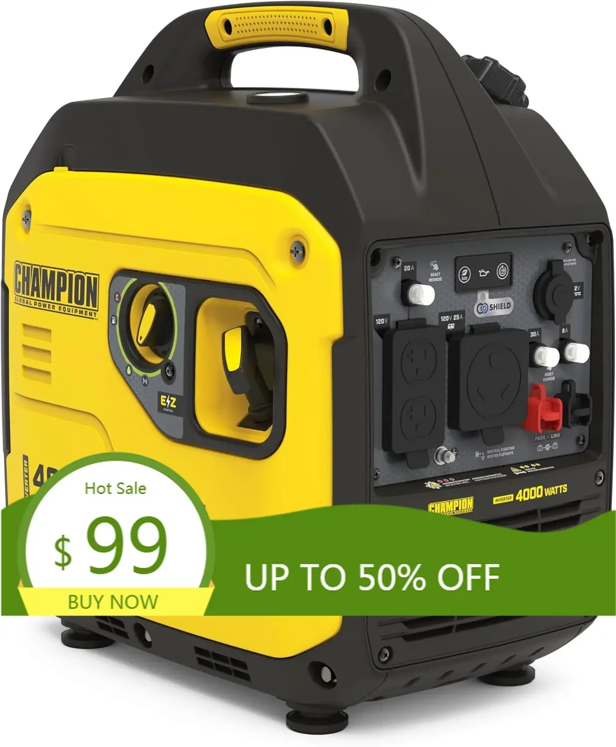 Champion Power Equipment 4000-Watt RV Ready Portable Inverter Generator with Quiet Technology and CO Shield