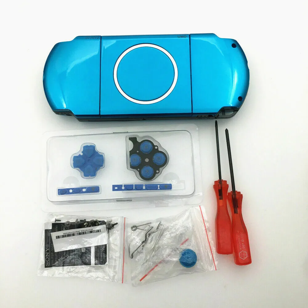Sky Blue Full Housing Shell Case Cover Repair Part Replacement Shell Kit for PSP 3000 Game Console