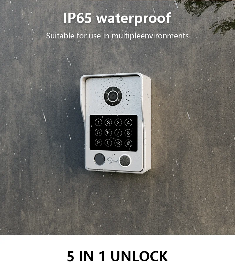 ANJIELO Fingerprint 5in1 Unlock Tuya Smart Visual Phone Video Intercom System Vi