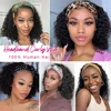 10-14 Inch Deep Wave Headband Wig Human Hair Curly Headband Wigs For Women Short Bob Wig Full Machine Made No Glue Under $40 5