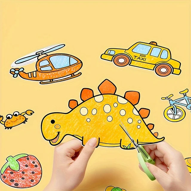 300CM DIY Drawing Roll Sticky Color Filling Paper Graffiti Scroll Coloring Roll Kids DIY Painting Educational Toys For Children 3