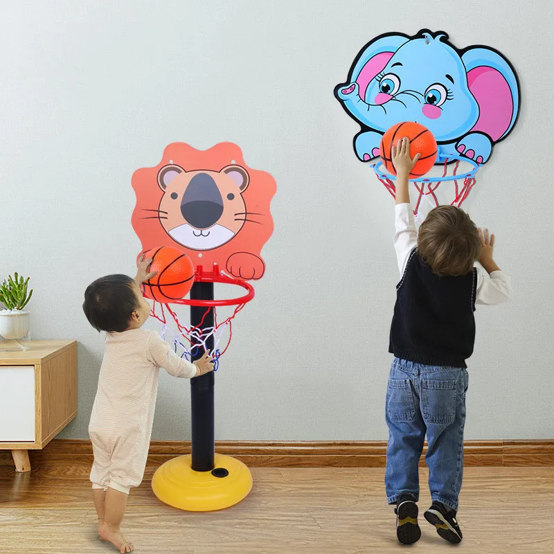 Kids Adjustable Basketball Stands Cartoon Animals Shape Shooting Basket Indoor Outdoor Sports Games Basketball Hoop