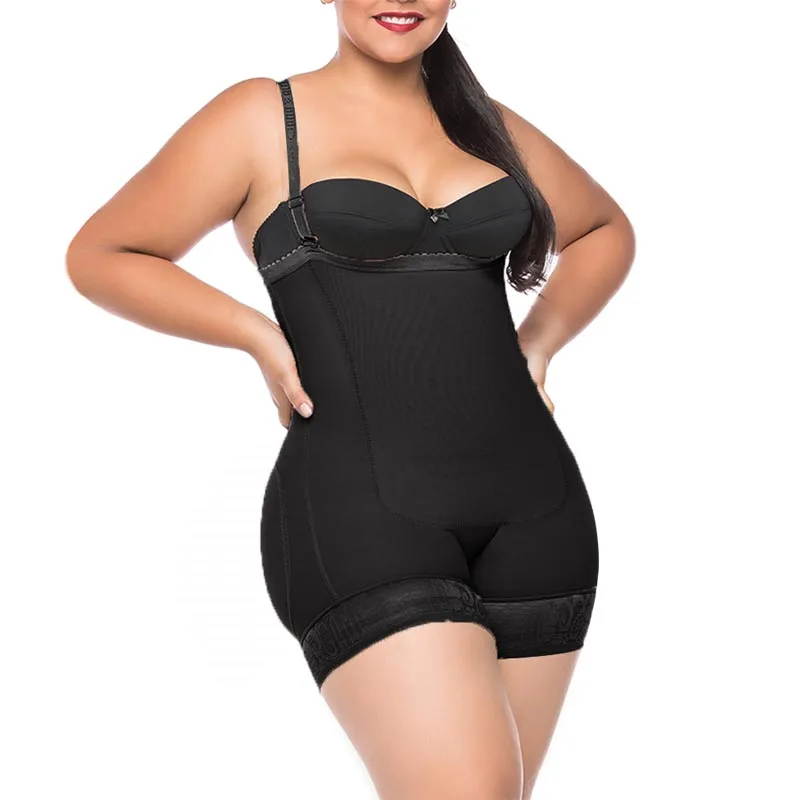 Removable Straps One-Piece Short Body Shaper For Women Tummy Control Waist Trainer Mid-Back Bodysuit