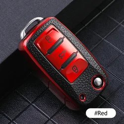 Premium Car Key Case for Volkswagen and Skoda Vehicles (Red)