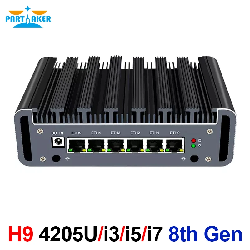 Partaker Pfsense Router 8Th Gen 4205U I3 8130U I5 8250U 8550U 6 * Intel Nics 2 * Ddr4 Mini Pc Senza Ventola Opnsense Firewall Server Vpn