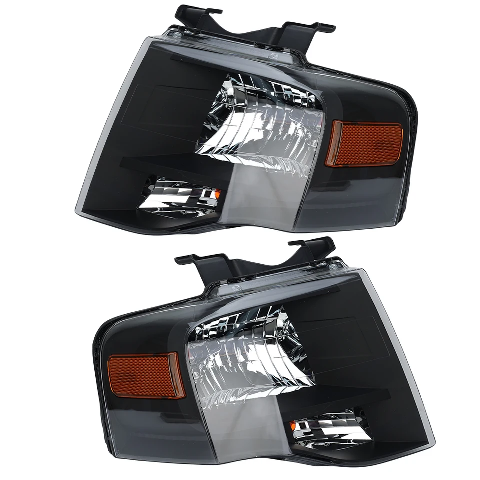 2007-2014 Ford Expedition Headlights – Left & Right Pair, Chrome Housing, Clear Lens, DOT Compliant