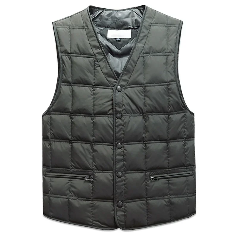 Duck Down Sleeveless Jacket for Men Winter Windbreaker Parka Warm Thick Vest Male Casual Outerwear Snow Waistcoat with Pockets