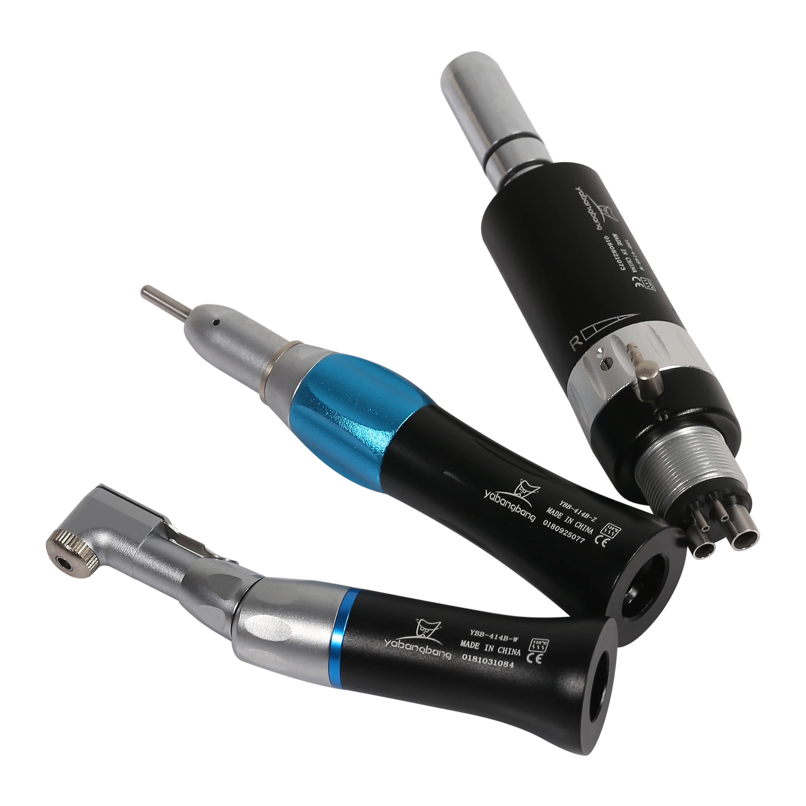 

E-type Den tal Slow Low Speed 4-Holes Straight Handpiece Contra Angle Air Motor Black Kit
