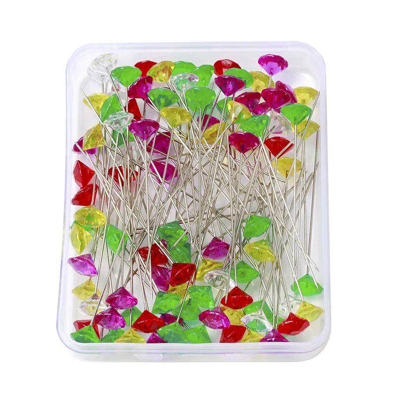 100Pcs Sparkle Diamond Pins Wedding Floral Bouquet Pin Stitching Needle Crystal Head Garment Abbigliamento Accessori Per Cucire Fai Da Te