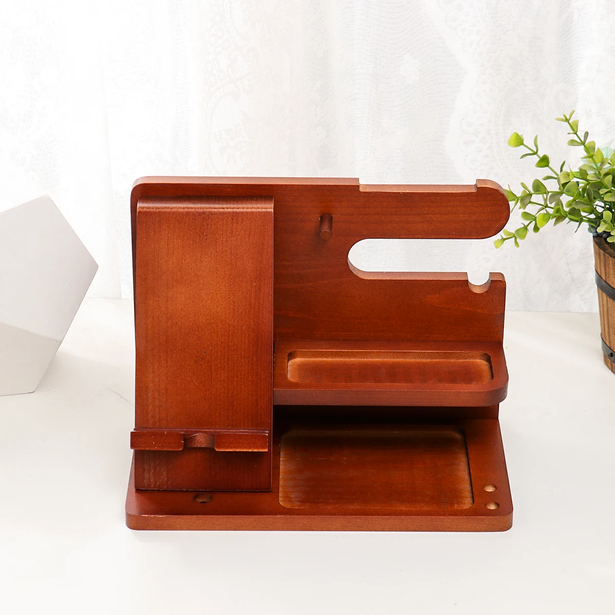 Gifts for Men Wood Phone Docking Station Fathers Gift Nightstand Desk Organizer Gifts for Dad or for Him Birthday Anniversary Xm 4