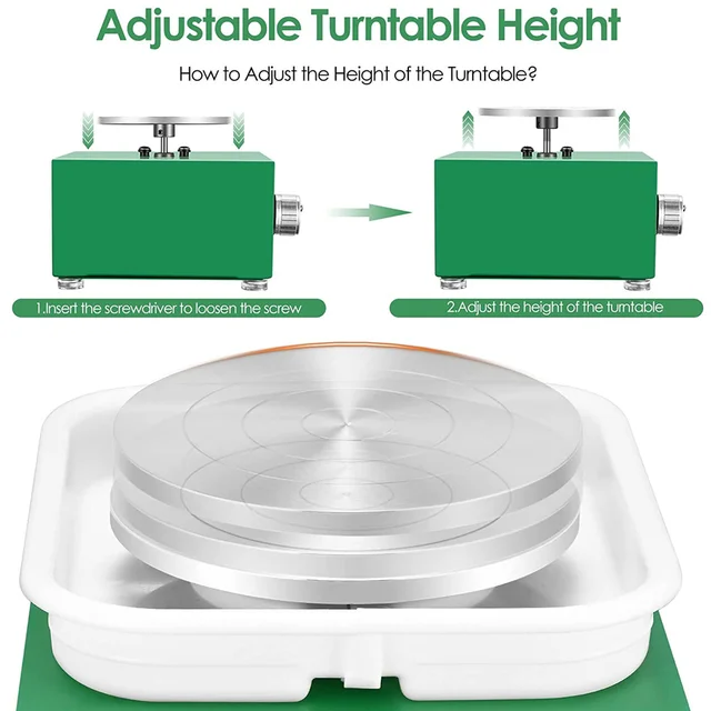 Mini Pottery Wheel Machine DIY Clay Tools 10CM Turntable+Sculpting Kit, Ceramic Pottery Forming Working Electric Pottery Machine 3