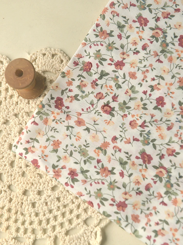 Autumn DIY Apparel Shirts Dresses Tablecloth Handmade Fabric Flower Twig Leaves Patterned Cotton 140x50cm