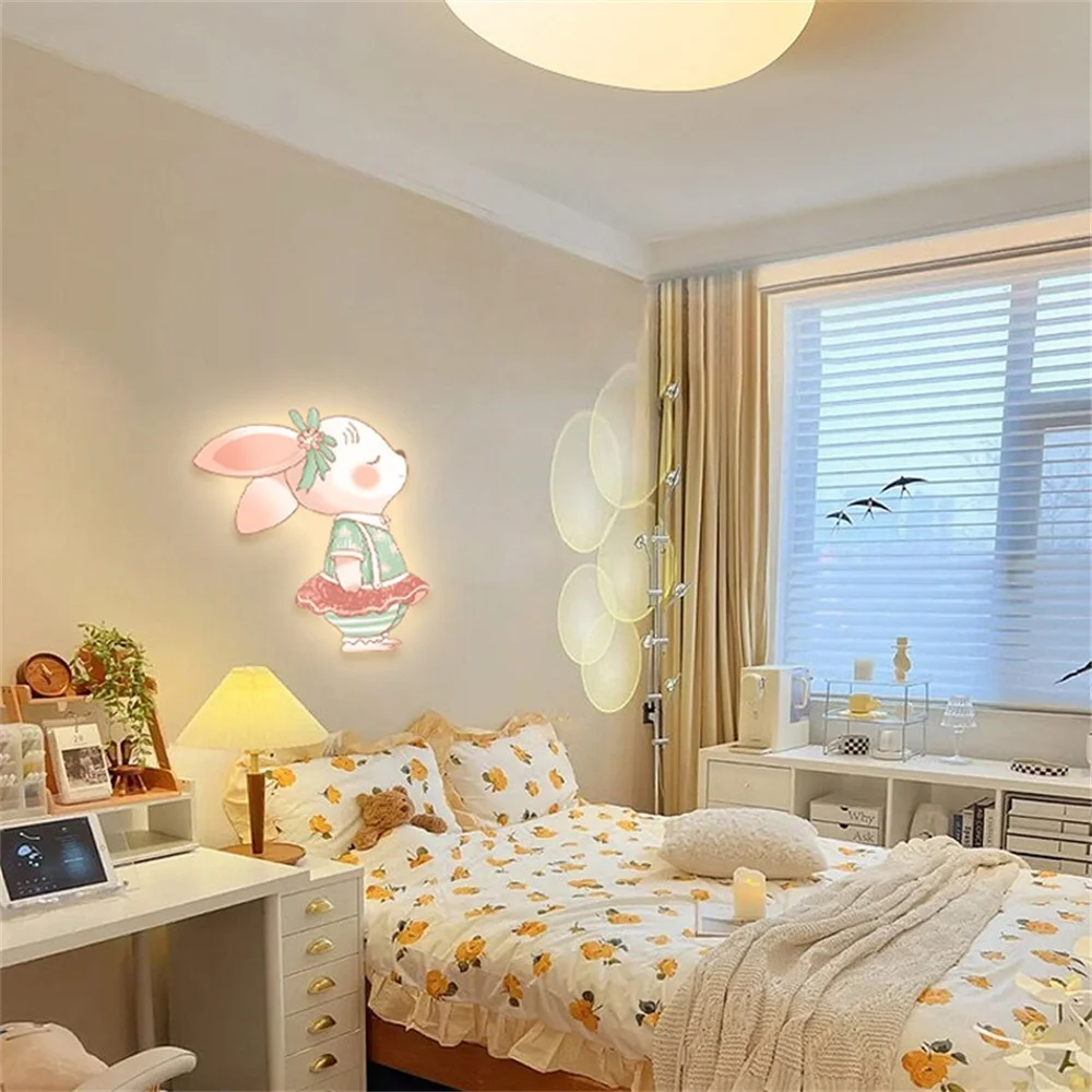 Cartoon Rabbit Flower Mural Night Light 5