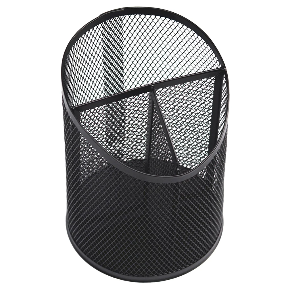 

Bevel Pencil Holder Office Desk Metal Mesh Square Pen Pot Cup Case Container Organiser Durable Pencil Case Black Silver