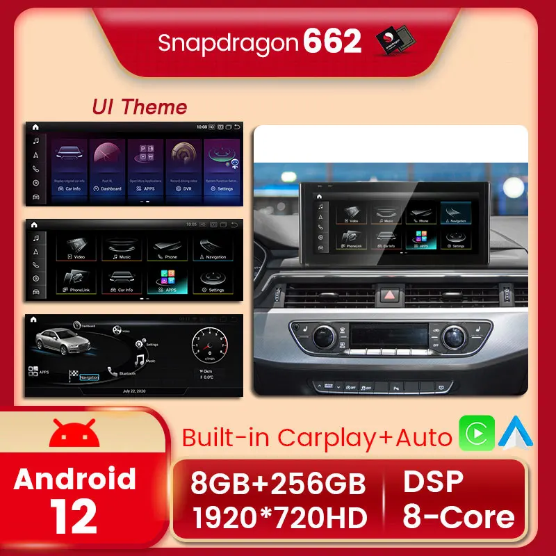 

NaviFly KSW Android 12 For Audi A4L A4 B9 A5 2016-2020 Car Intelligent System DVD GPS Navigation Qualcomm 662 1920*720HD Carplay
