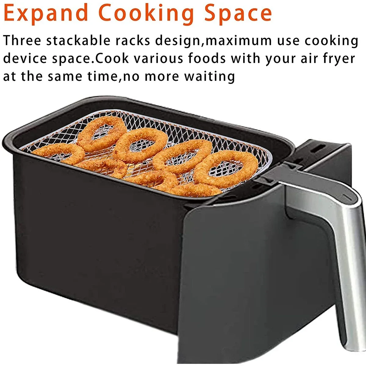 3-layers Air Fryer Rack Stackable Grilling Rack Stainless Steel Airfryer Oven Grill Steamer Cooker Kitchen Accessories Cooking air fryer rack steamer rack