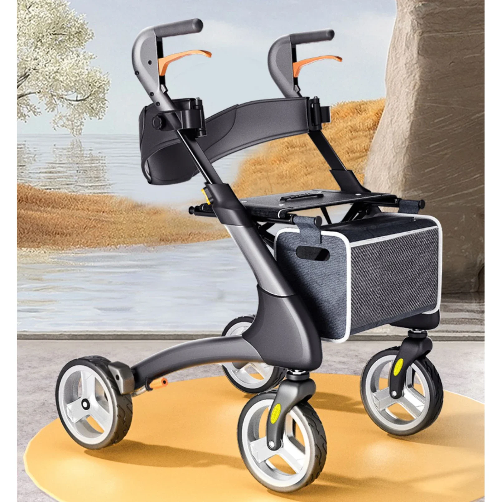 Smart Shopping Carts for The Elderly Outdoors Travel Lightweight Folding Portable Rollator Walking Aids for The Seniors