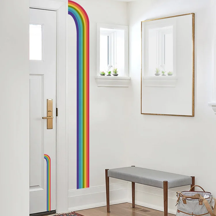 Cartoon Regenbogen Muster Wanda uf kleber Wohnzimmer Schlafzimmer Wand kante Dekoration Aufkleber Kinderzimmer selbst klebende Wohnkultur Tapete – Detail 6