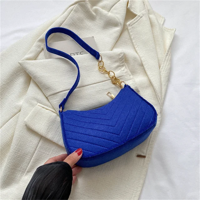 New Brand Women Retro Underarm Bag Felt Solid Color Shoulder Bag Casual Purse Dumpling Bag Simple Fashion Crossbody Bag 10