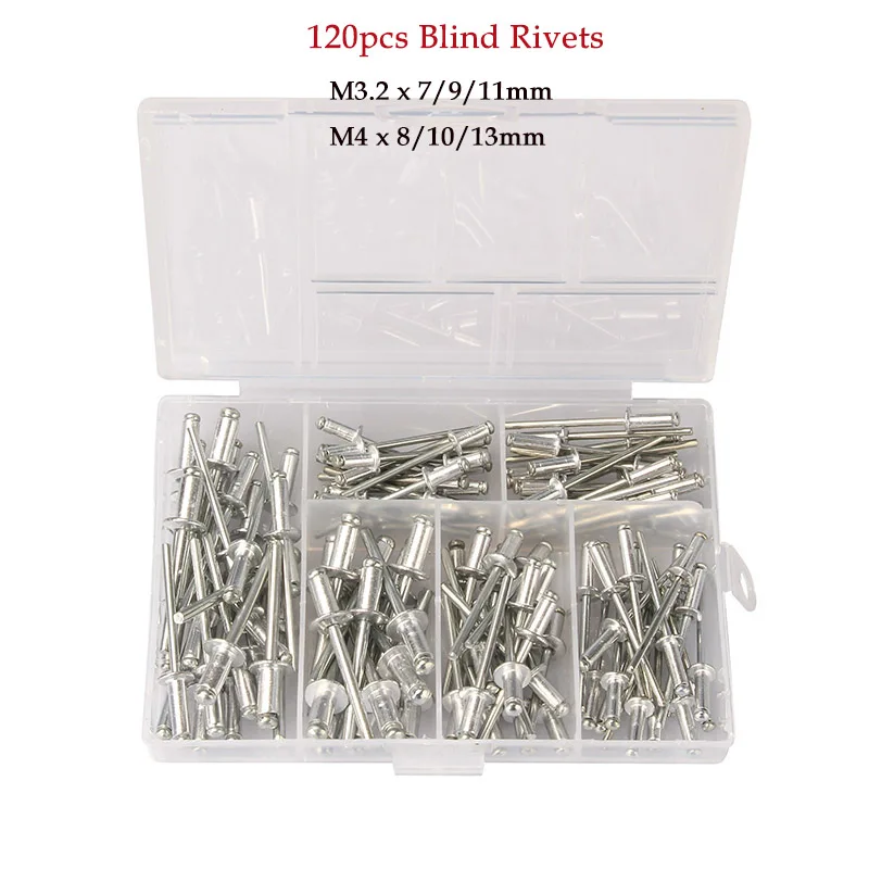 380/200/120/60pcs Heavy Duty Riveter Gun Set Mão Riveter Set Blind Rivet Alicates Gun DIY Rebites Porca Ferramentas Automotivas