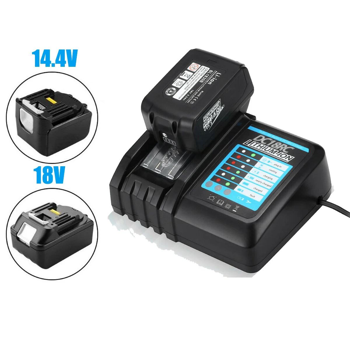 Caricatore Rapido Auto DC18RC Per Makita 18V – Adattatore Presa Accendisigari 12V/24V Con Display LED, Compatibile BL1850 BL1860 BL1430
