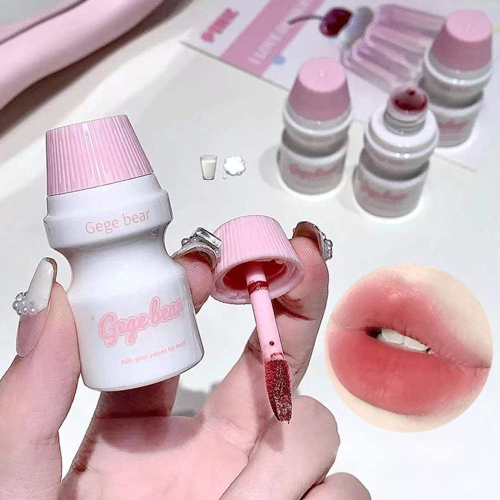 Soft Mist Matte Pink Lip Gloss Waterproof Non-Stick Cup Lip Mud Sexy Red Brown Lip Glaze Not Fade Liquid Lipstick Korean Makeup