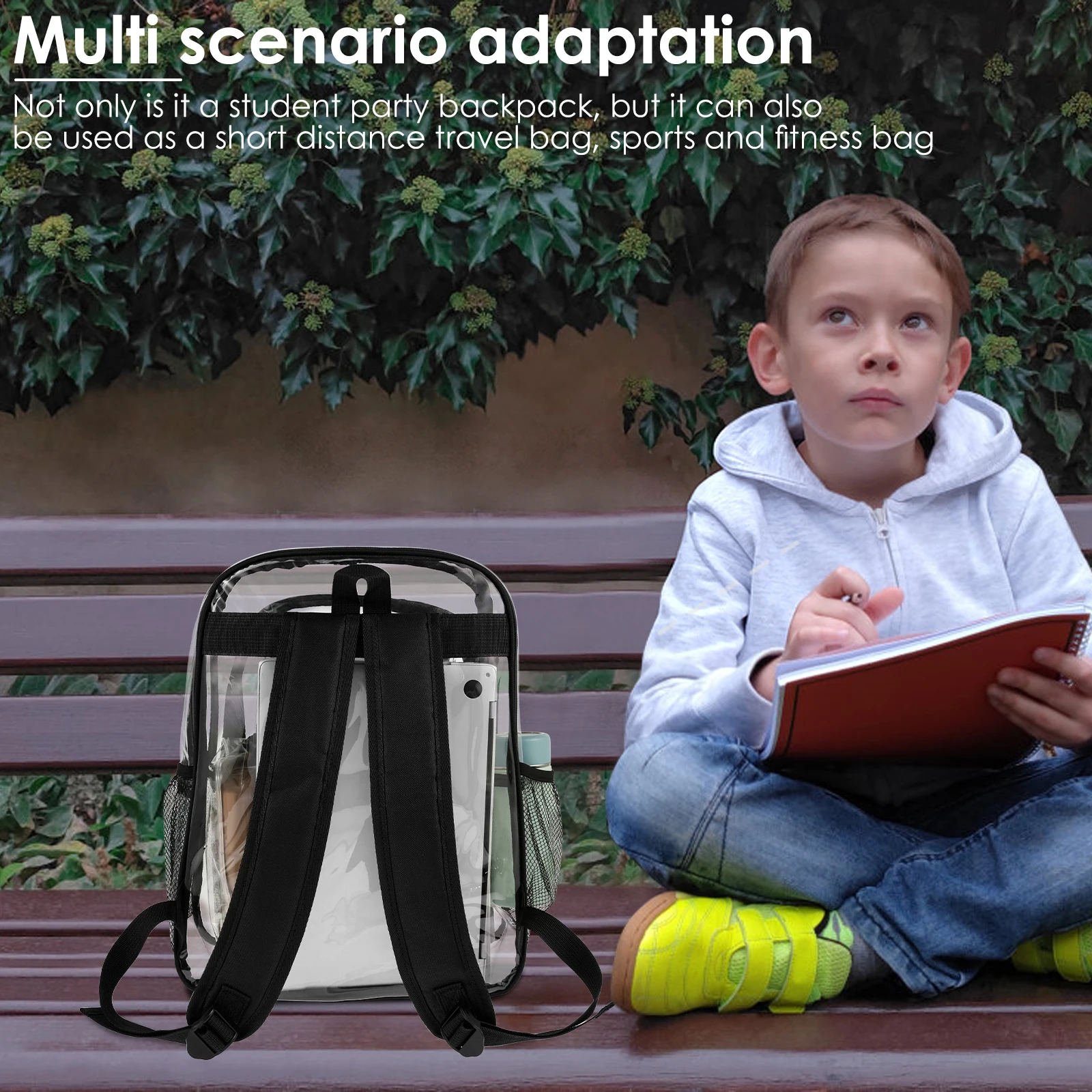 Clear Backpack PVC Multi Pockets See Through Backpack with Widened Straps Large Capacity Fashion Sports Backpack for Students