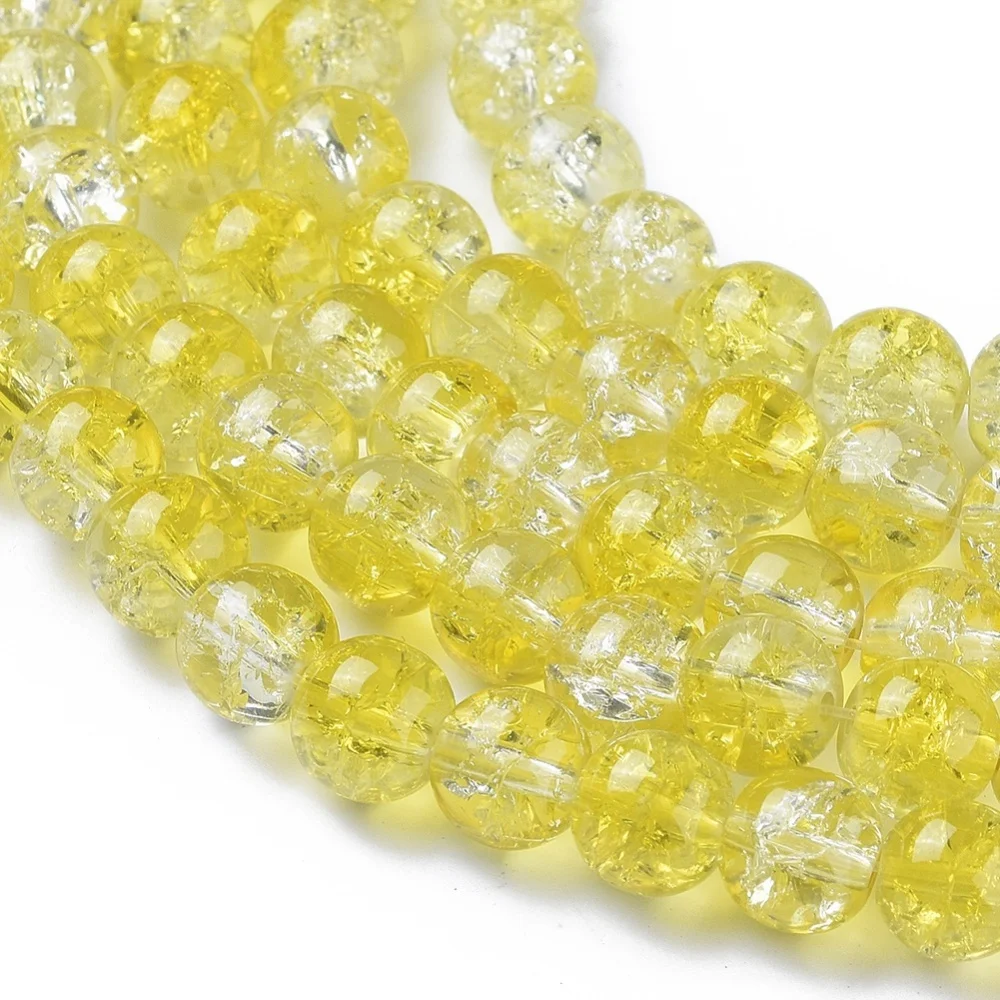 

1Strand Baking Painted Crackle Glass Beads Strands Round Yellow 8mm Hole: 1.3~1.6mm about 100pcs/strand 31.4 inch
