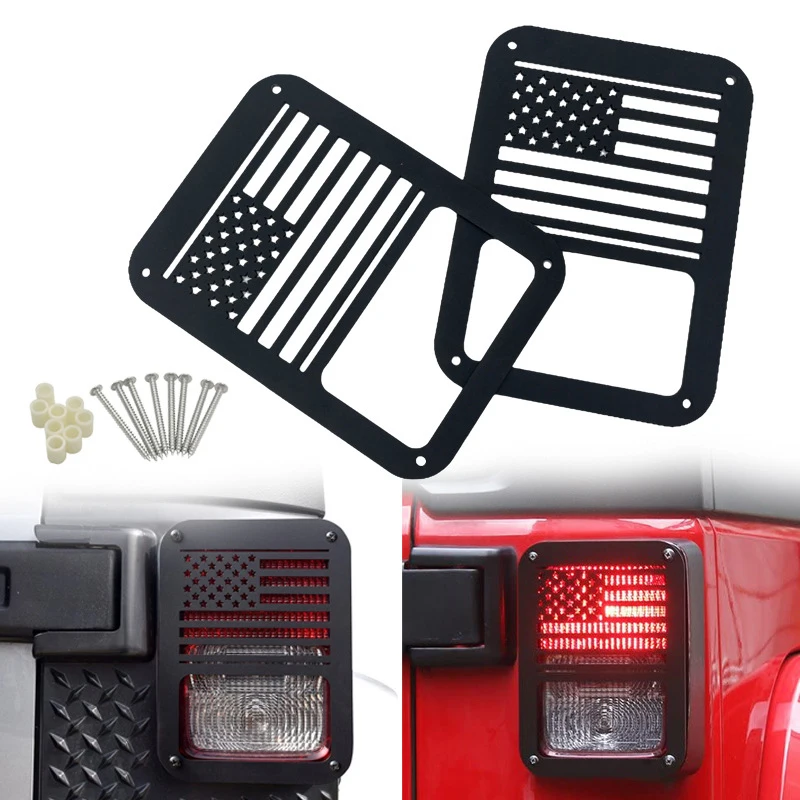 Pair “American US Flag” Tail Light Covers Guards Protectors Compatible  with 2007-2018 Jeep Wrangler JK Unlimited Accessories AliExpress