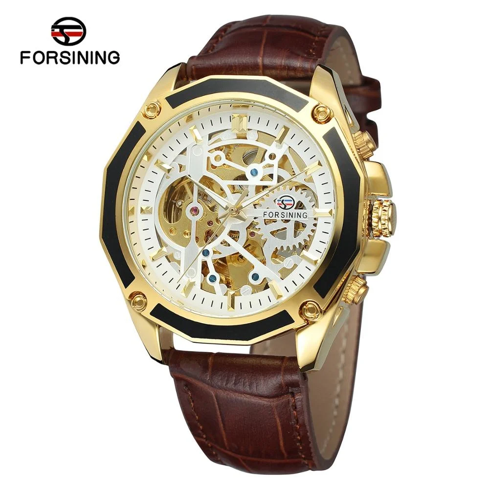 FORSINING 1030L sport Skeleton Automatic Genuine Leather Men Watch reloj para hombre Chinese Factory best sell Recommend