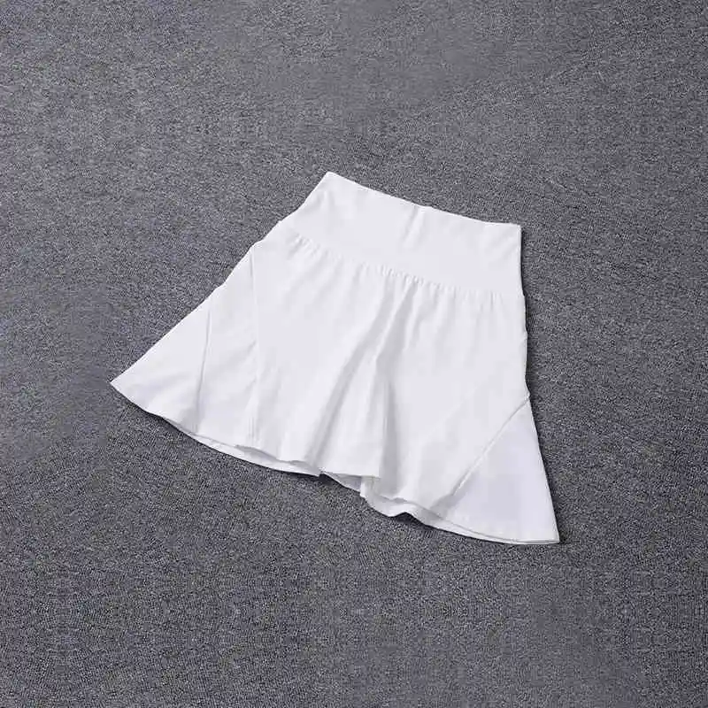 Women's High Waist Yoga Shorts Solid Pattern Anti-Exposure Leisure Sports Tennis Fitness Skirt With Elastic Waist Closure