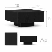Table basse en chêne noir 60x60x31,5 cm en bois d'ingénierie - Table d'appoint moderne pour salon, table rectangulaire design pour boissons, livres et décoration, compacte et robuste 7