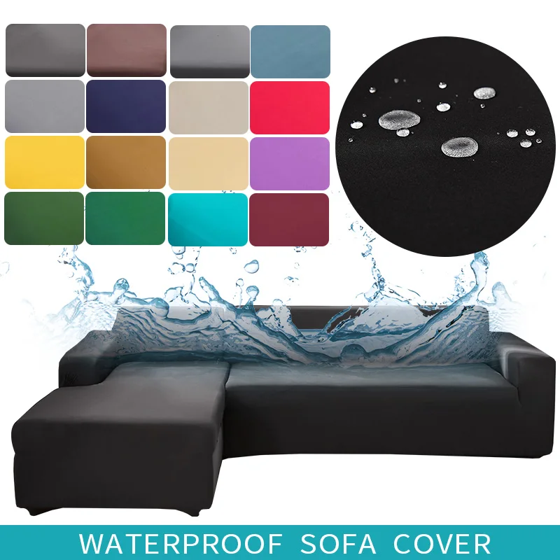 Capas de sofá de canto elástico impermeável 1/2/3/4 assentos sólido capa de sofá em forma de l