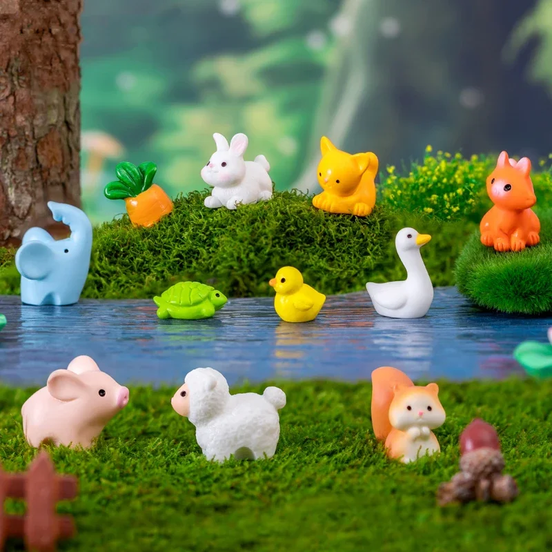 BRTNUP 300 stuks mini-harsfiguren, lichtgevende dieren, mini-schildpadden, kleine dierenfiguren, lichtgevende schildpadden voor tuindecoratie, miniatuur landschap, woondecoratie