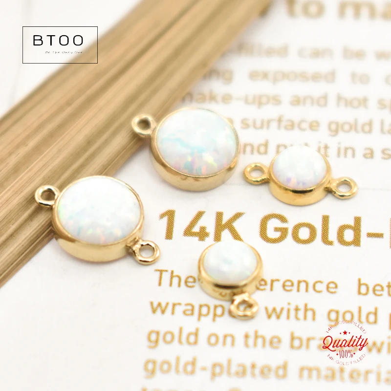 14K Gold Filled Bello Opal Bezel Drop Charm 4MM/6MM Gold Pendant For Bracelet Necklace Earring DIY Jewelry Findings
