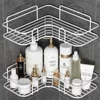 1PC Non-Perforated Metal Triangle Storage Rack Wall Mounted for Bathroom Toilet Shower Area Washbasin Organization 6