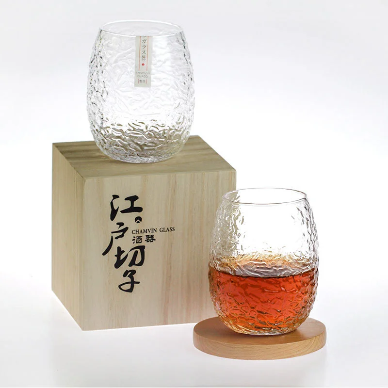 

Cocoon Breaking Whiskey Rock Cup Manual Crystal Artwork Old Fashioned Silkworm Wine Drinking Glasses Japanese Style Whisky Glass