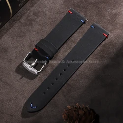 Elegant Leather Quick Release Watch Strap - Premium Cowhide Wristband Replacement - 20mm (Black)