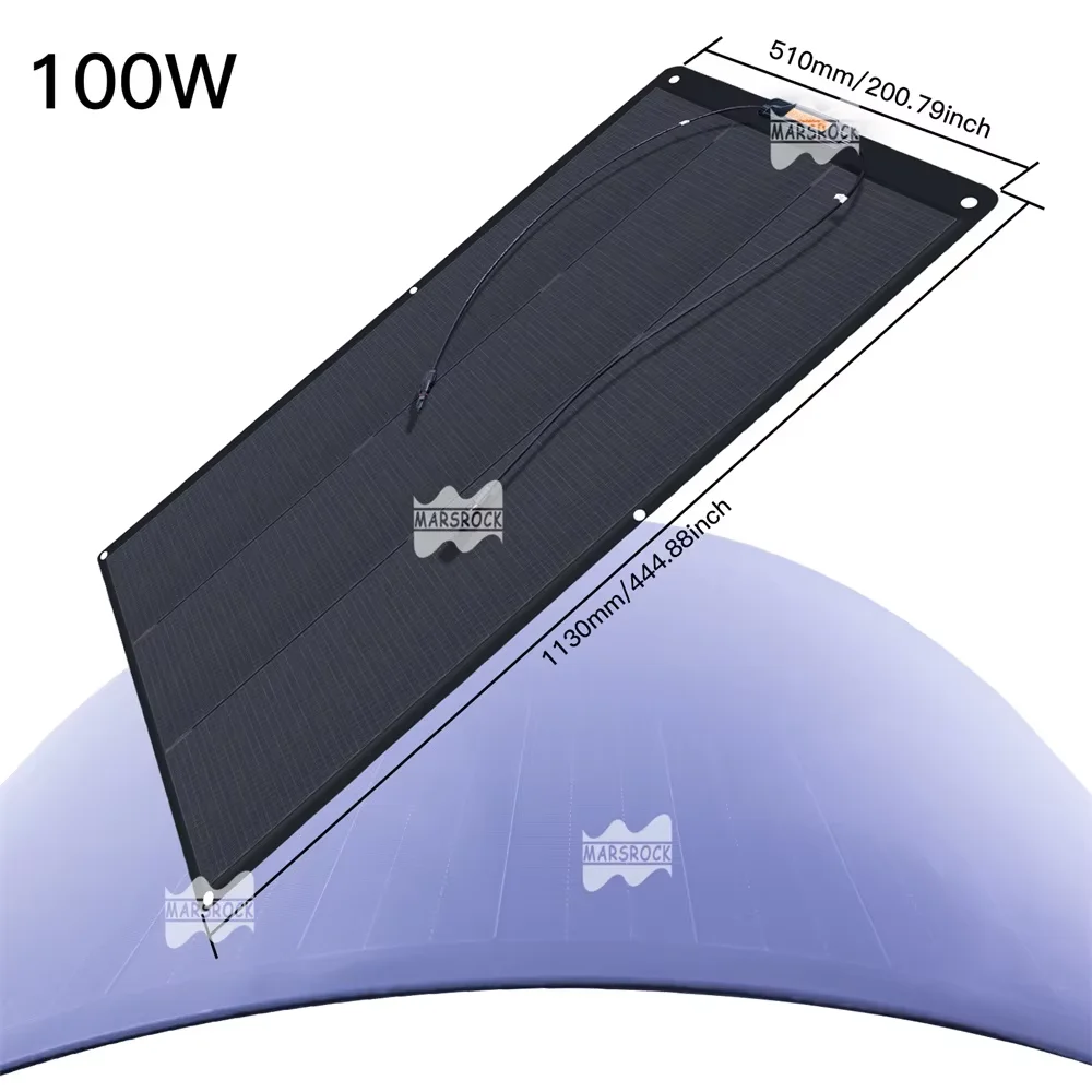 Mars Rock 100W Shingle Technology ETFE PET Semi Flexible Solar Panel PV Monocrystalline Solar Cell