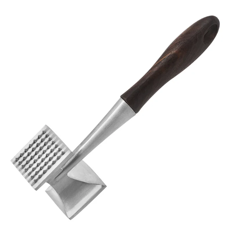 Stainless steel hammer meat machine wooden handle pine meat steak beater kitchen tools household tender hammer meat tenderizer meat hammer