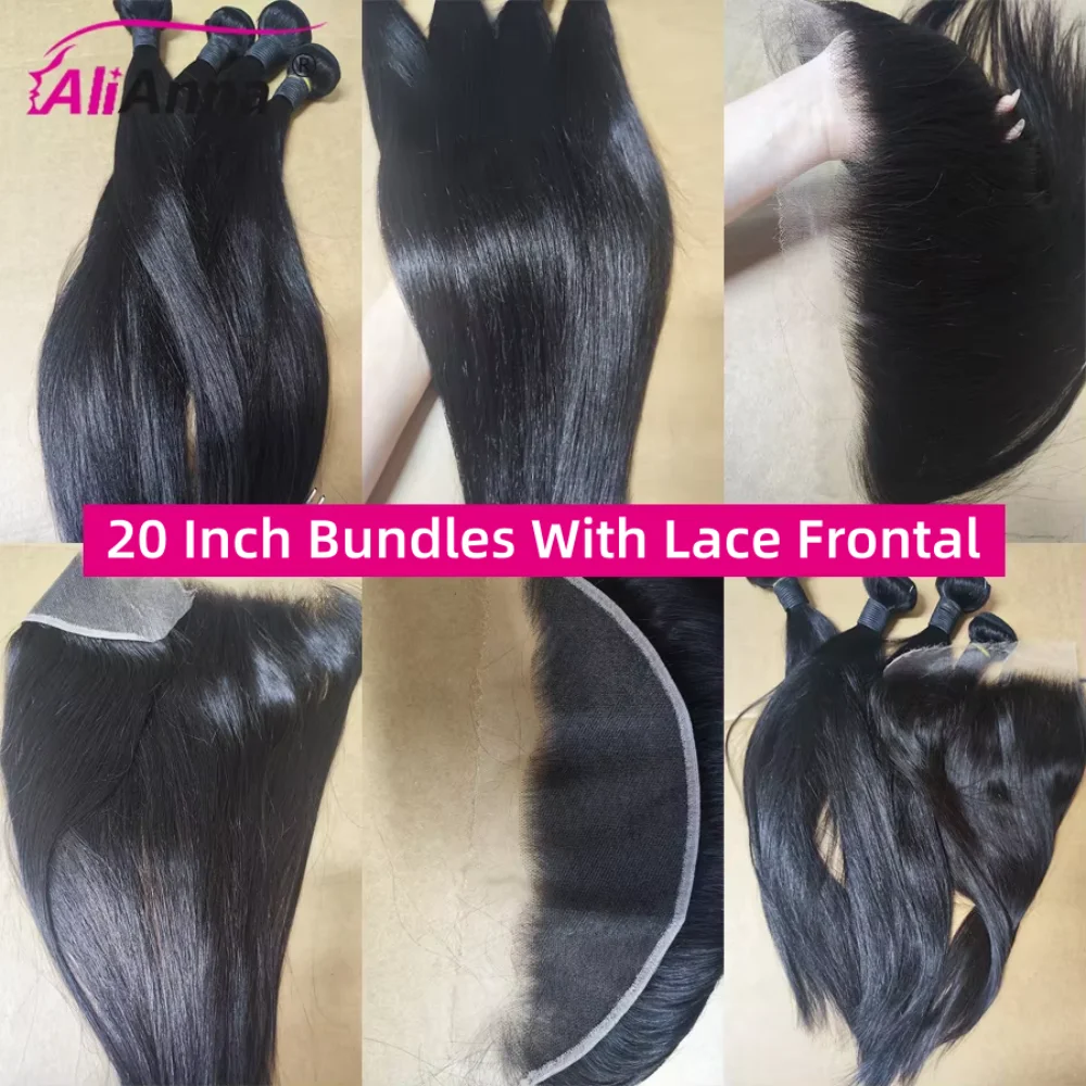 Extension e Ciocche di Capelli Umani Lisci 13x4 13x6 HD Lace Frontal, Offerte Bundle di Capelli Umani al 100% con Chiusura, Capelli Brasiliani per Donna - immagine 3