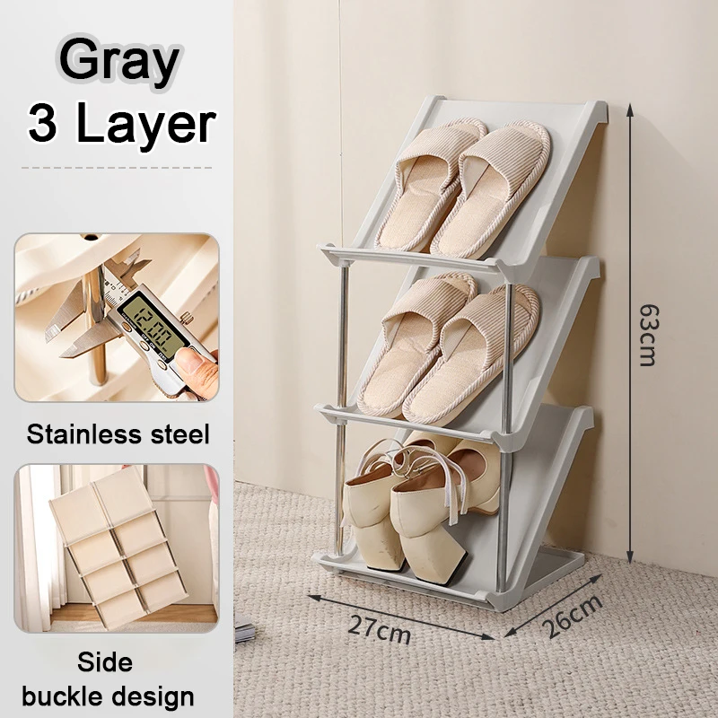 Zapatero apilable para ahorro de espacio, organizador de zapatos para  puerta de entrada, muebles de armario de sala de estar de plástico  multicapa - AliExpress