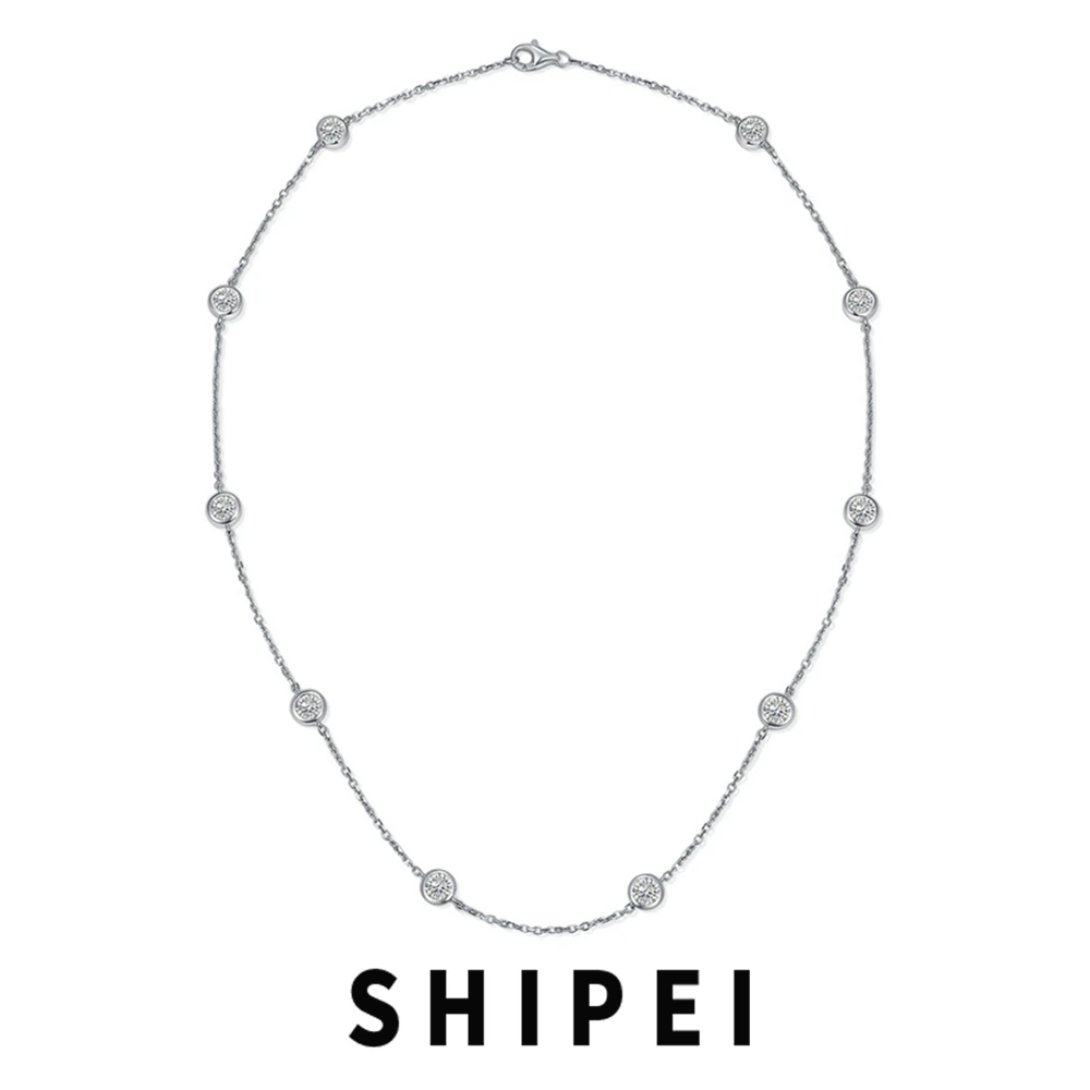 

SHIPEI 4MM D Moissanite Diamond Lab Ruby Sapphire Gemstone Jewelry Sparkling 100% 925 Sterling Silver Necklace Anniversary Gift