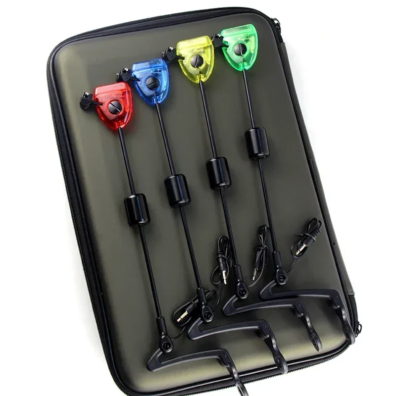 

In A501 Bite 4pcs Alarm Fishing Swinger Indicators Illuminated Fishing Zipped Led Case Carp Accessories Set Fishing Swingers