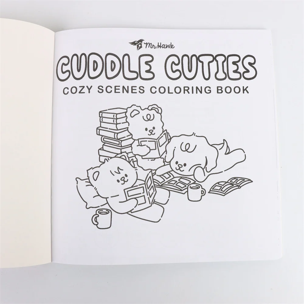 CUDDLE CUTIES Cute Comfy Coloring Book for Adults and Teens Featuring Adorable Creatures in Cozy Hygge Moments for Relaxation 5