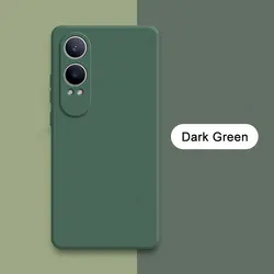 Square Liquid Silicone Shockproof Phone Case - Soft 360° Protection Back Cover for Nord CE4 Lite 5G (Dark Green)