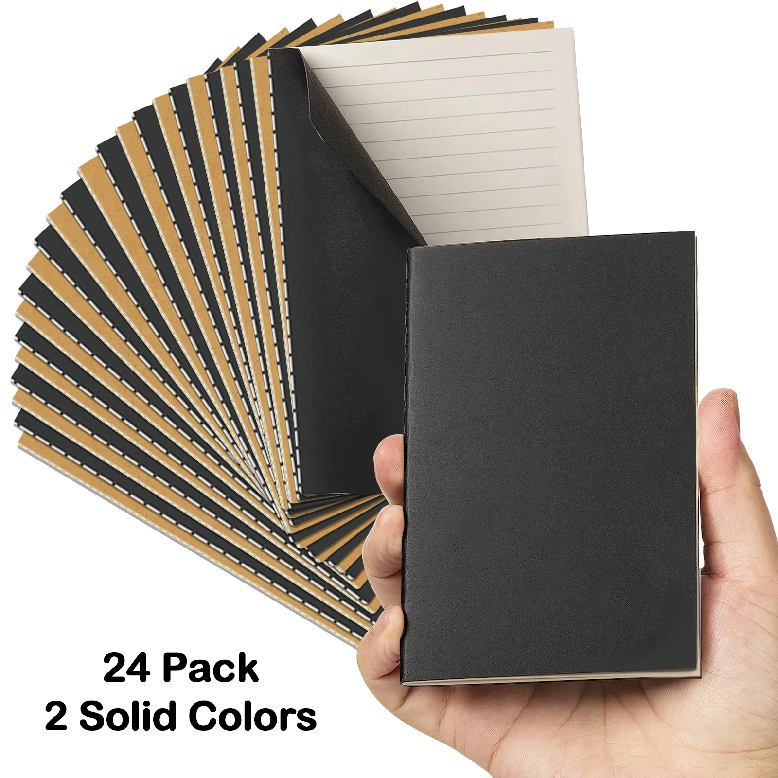 24 Pack Pocket Notebook Journal Bulk, College Lined Paper with Softcover, Small Memo Notepad for Writing/Drawing Diary/ Subject - 2